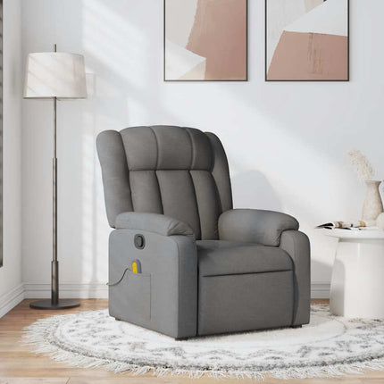 Massagefåtölj mörkgrå tyg