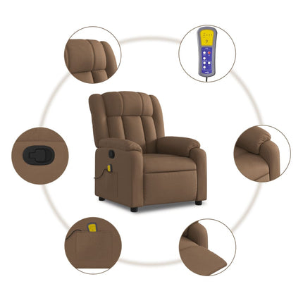 Massagefåtölj brun tyg