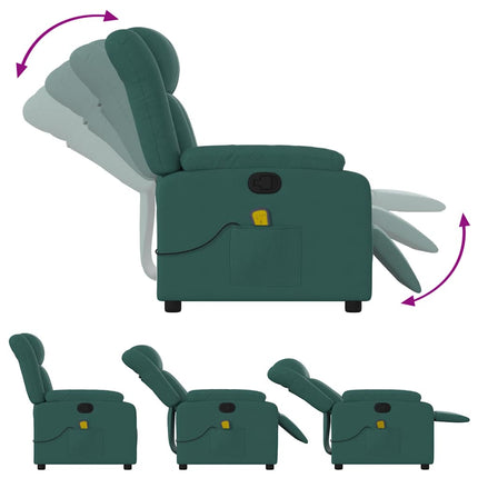 Massagefåtölj mörkgrön tyg