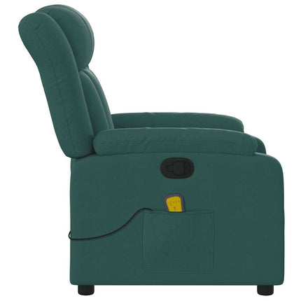 Massagefåtölj mörkgrön tyg