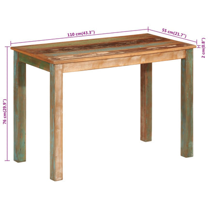 Matbord 110x55x76 cm massivt återvunnet trä