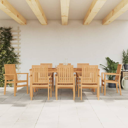 Stapelbara trädgårdsstolar 8 st 56,5x57,5x91 cm massiv teak
