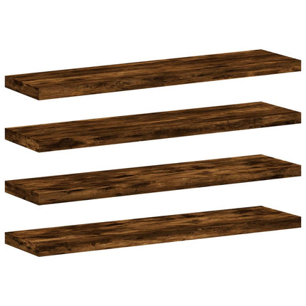 Vägghyllor 4 st rökfärgad ek 40x10x1,5 cm konstruerat trä