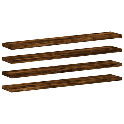 Vägghyllor 4 st rökfärgad ek 60x10x1,5 cm konstruerat trä