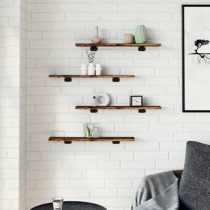 Vägghyllor 4 st rökfärgad ek 60x10x1,5 cm konstruerat trä
