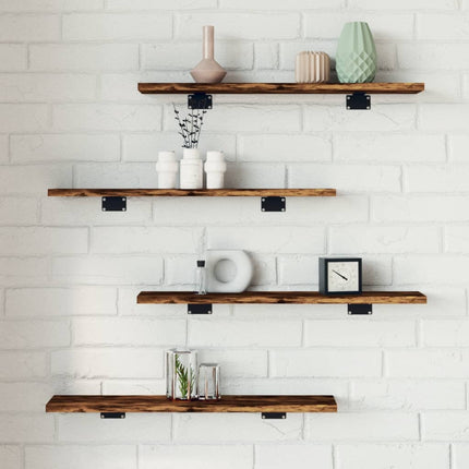 Vägghyllor 4 st rökfärgad ek 60x10x1,5 cm konstruerat trä