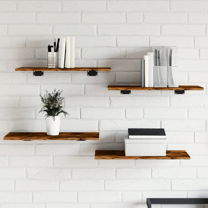 Vägghyllor 4 st rökfärgad ek 60x30x1,5 cm konstruerat trä