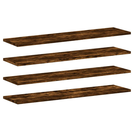 Vägghyllor 4 st rökfärgad ek 80x20x1,5 cm konstruerat trä