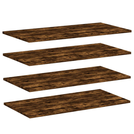 Vägghyllor 4 st rökfärgad ek 80x40x1,5 cm konstruerat trä