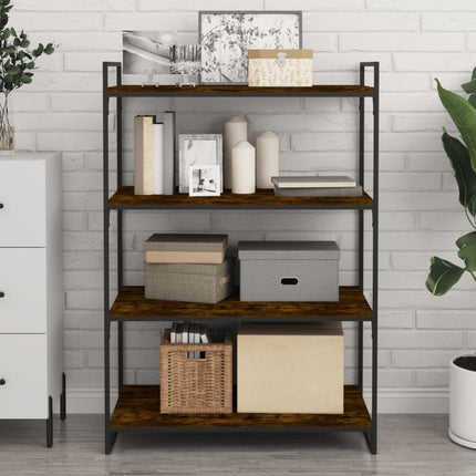Vägghyllor 4 st rökfärgad ek 80x40x1,5 cm konstruerat trä