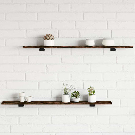 Vägghyllor 4 st rökfärgad ek 100x10x1,5 cm konstruerat trä