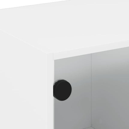 Tv-bänk med glasdörrar vit 68x37x42 cm