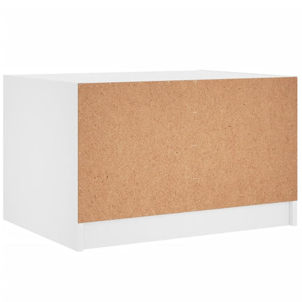 Soffbord med glasdörrar vit 68x50x42 cm