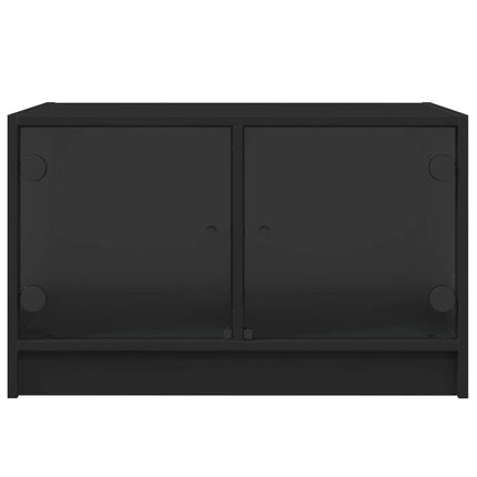 Soffbord med glasdörrar svart 68x50x42 cm