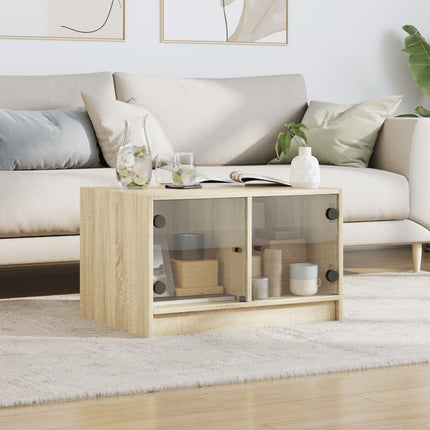 Soffbord med glasdörrar sonoma-ek 68x50x42 cm