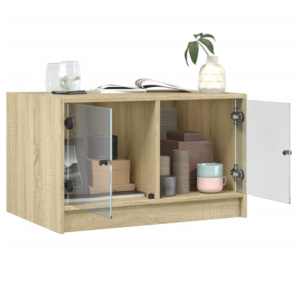 Soffbord med glasdörrar sonoma-ek 68x50x42 cm