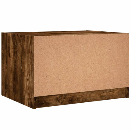 Soffbord med glasdörrar rökfärgad ek 68x50x42 cm