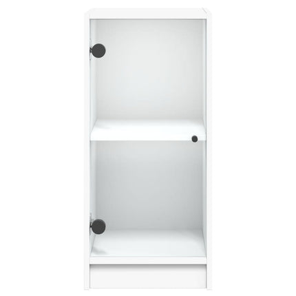 Sidoskåp med glasdörrar vit 35x37x75,5 cm