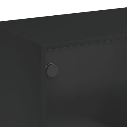 Soffbord med glasdörrar svart 102x50x42 cm