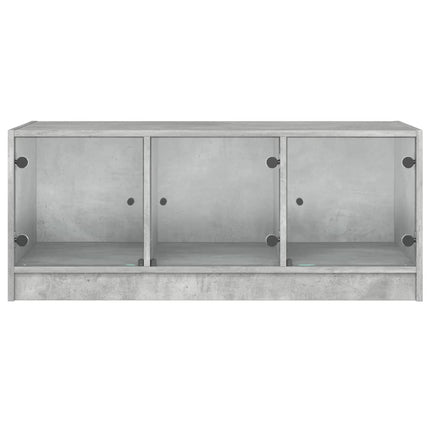 Soffbord med glasdörrar betonggrå 102x50x42 cm
