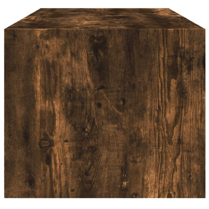 Soffbord med glasdörrar rökfärgad ek 102x50x42 cm