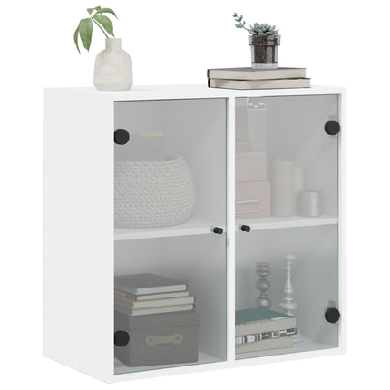 Sidoskåp med glasdörrar vit 68x37x68,5 cm