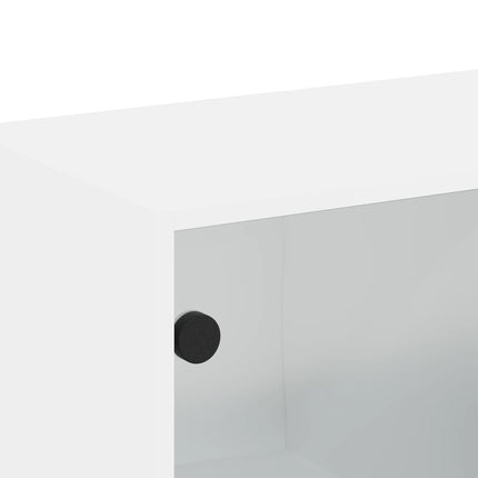 Sidoskåp med glasdörrar vit 68x37x68,5 cm
