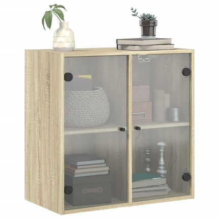 Sidoskåp med glasdörrar sonoma-ek 68x37x68,5 cm