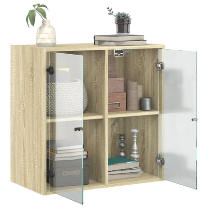 Sidoskåp med glasdörrar sonoma-ek 68x37x68,5 cm