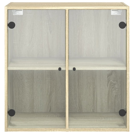 Sidoskåp med glasdörrar sonoma-ek 68x37x68,5 cm