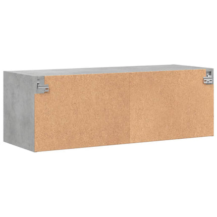 Sidoskåp med glasdörrar betonggrå 102x37x35 cm