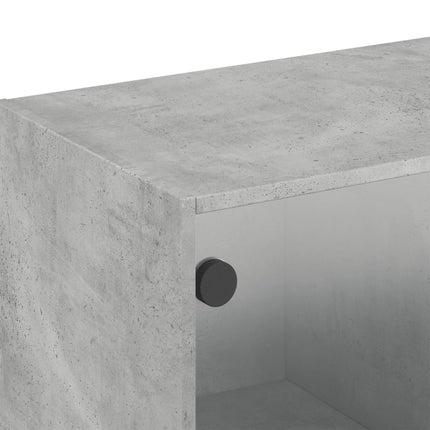 Sidoskåp med glasdörrar betonggrå 102x37x35 cm