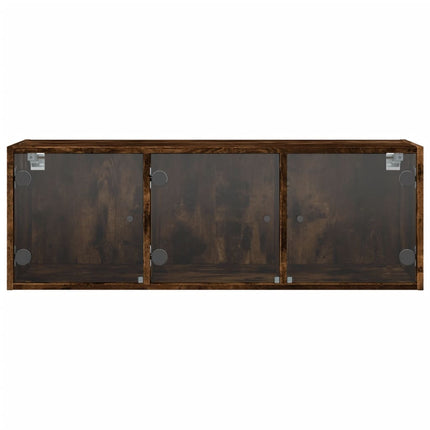 Sidoskåp med glasdörrar rökfärgad ek 102x37x35 cm