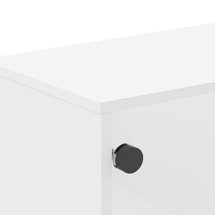 Tv-bänk med glasdörrar vit 102x37x50 cm