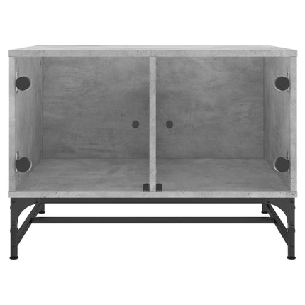 Soffbord med glasdörrar betonggrå 68,5x50x50 cm