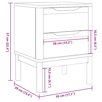 Sängbord vit 45x39x57 cm massiv furu