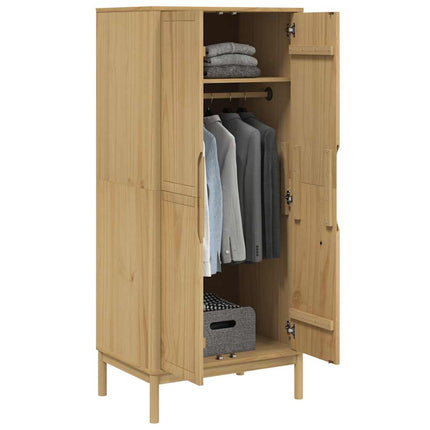 Klädskåp FLORO vaxat brun 77x53x171 cm massiv furu