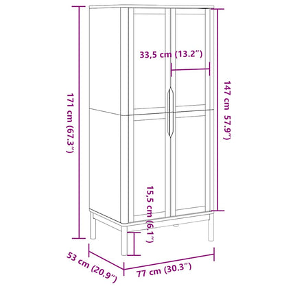 Klädskåp FLORO vaxat brun 77x53x171 cm massiv furu