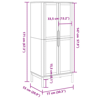 Klädskåp FLORO vit 77x53x171 cm massiv furu