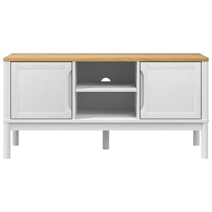 Tv-bänk FLORO vit 114x43x55 cm massiv furu