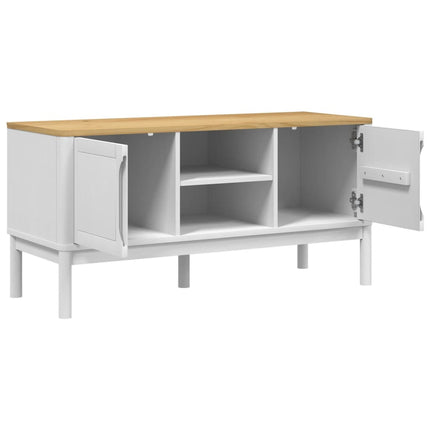 Tv-bänk FLORO vit 114x43x55 cm massiv furu