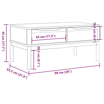 Soffbord FLORO vaxbrun 99x55,5x45 cm massiv furu