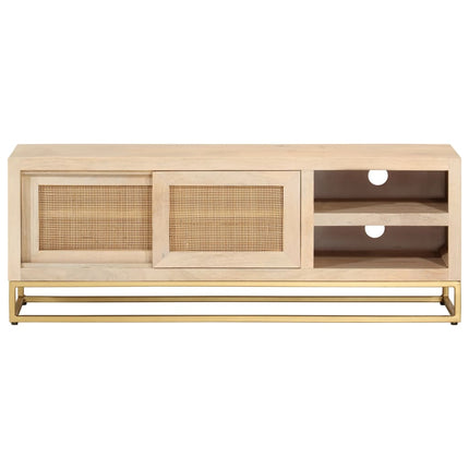 Tv-bänk 110x30x40 cm massivt mangoträ och järn
