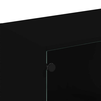 Bokhylla med dörrar svart 136x37x109 cm konstruerat trä