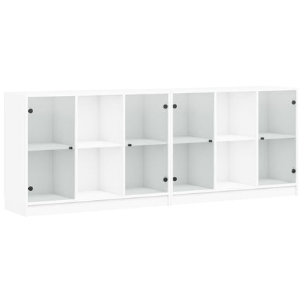 Bokhylla med dörrar vit 204x37x75 cm konstruerat trä