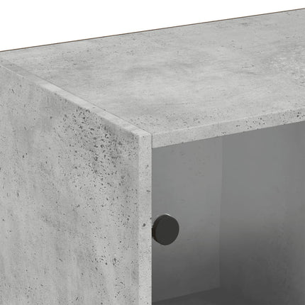 Bokhylla med dörrar betonggrå 204x37x75 cm konstruerat trä