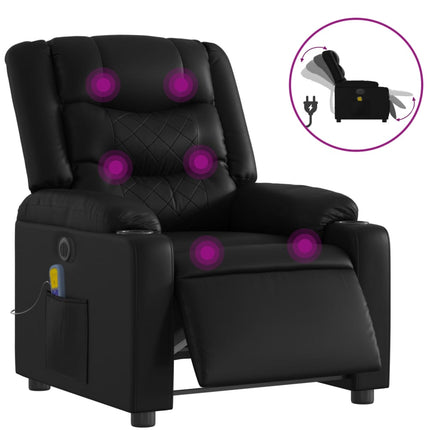 Elektrisk massagefåtölj svart konstläder
