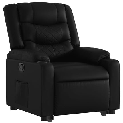 Reclinerfåtölj med uppresningshjälp svart konstläder