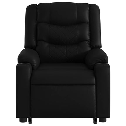 Massagefåtölj med uppresningshjälp svart konstläder