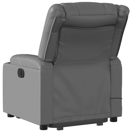 Massagefåtölj med uppresningshjälp Grå konstläder